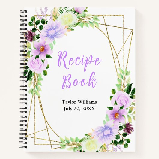Spring Purple Floral Recipe Book Notitieboek (Voorkant)