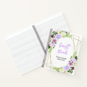 Spring Purple Floral Wedding Guest Book Notitieboek (Binnen)