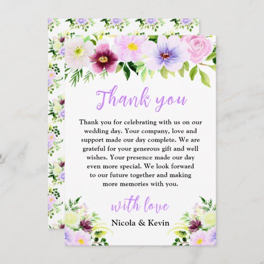 Spring Purple Flowers with Foliage Bedankkaart (Voorkant / Achterkant)