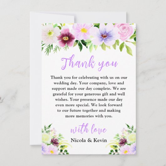 Spring Purple Flowers with Foliage Bedankkaart (Voorkant)