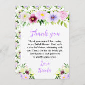 Spring Purple Flowers with Foliage Bridal Shower Bedankkaart (Voorkant / Achterkant)