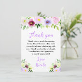 Spring Purple Flowers with Foliage Bridal Shower Bedankkaart (Staand voorkant)