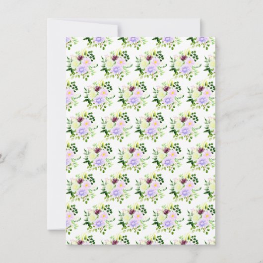 Spring Purple Flowers with Foliage Bridal Shower Bedankkaart (Achterkant)