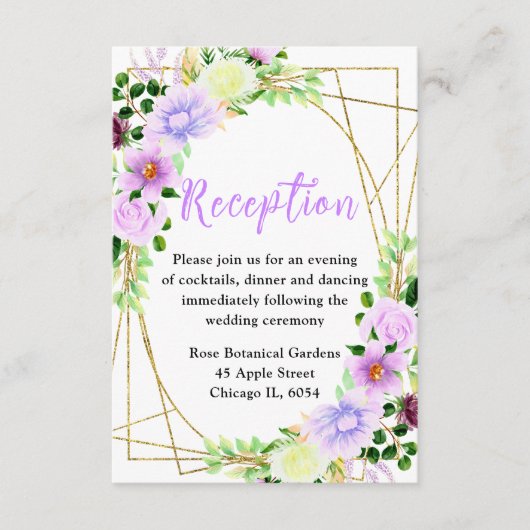 Spring Purple Flowers with Foliage Informatiekaartje (Voorkant)