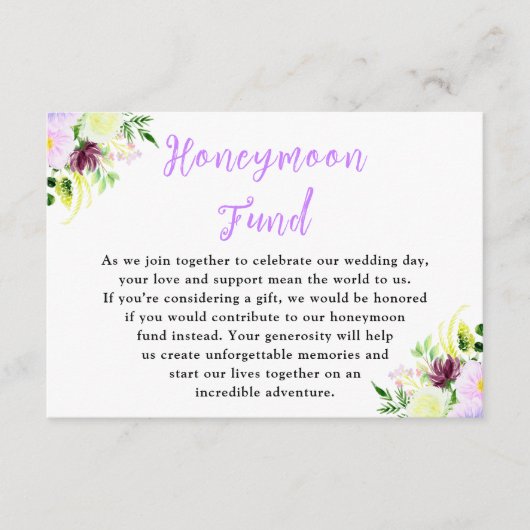 Spring Purple Flowers with Foliage Informatiekaartje (Voorkant)