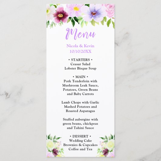 Spring Purple Flowers with Foliage Menu (Voorkant)