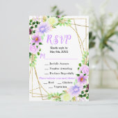 Spring Purple Flowers with Foliage RSVP Kaartje (Staand voorkant)
