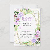Spring Purple Flowers with Foliage RSVP Kaartje (Voorkant)