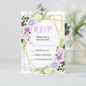 Spring Purple Flowers with Foliage RSVP Kaartje (Staand voorkant)