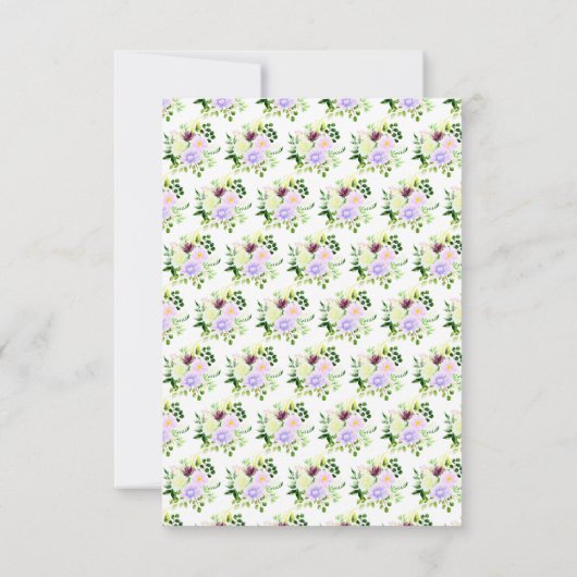 Spring Purple Flowers with Foliage RSVP Kaartje (Achterkant)