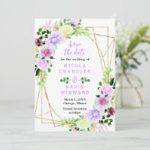 Spring Purple Flowers with Foliage Save The Date (Staand voorkant)