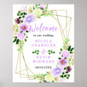 Spring Purple Flowers with Foliage Welcome Sign Poster (Voorkant)
