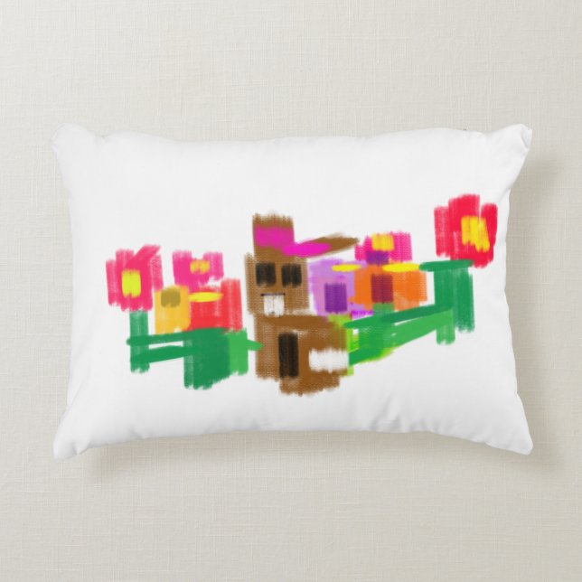 Spring Rabbit Accent Kussen (Voorkant)