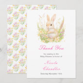Spring Rabbit Baby shower Bedankkaart (Voorkant / Achterkant)
