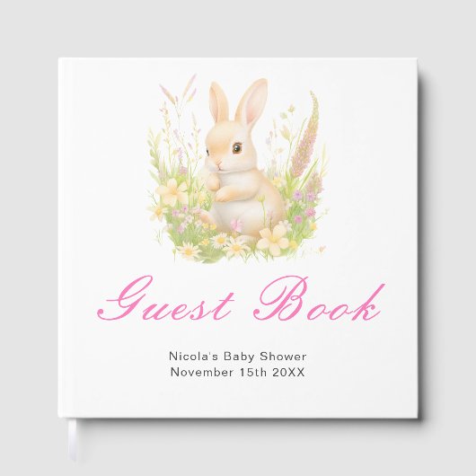 Spring Rabbit Baby Shower Guest Book Gastenboek (Voorkant)