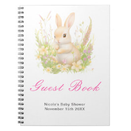 Spring Rabbit Baby Shower Guest Book Notitieboek