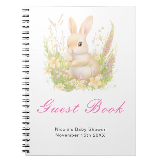Spring Rabbit Baby Shower Guest Book Notitieboek (Voorkant)