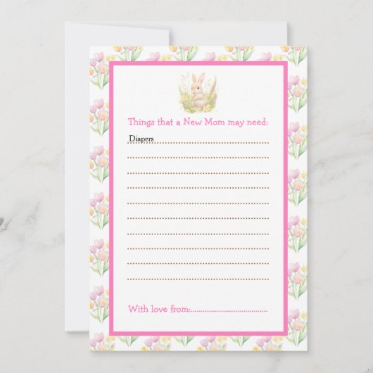 Spring Rabbit Baby shower Kaart (Voorkant)
