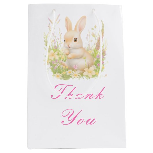 Spring Rabbit Baby shower Medium Cadeauzakje (Voorkant)