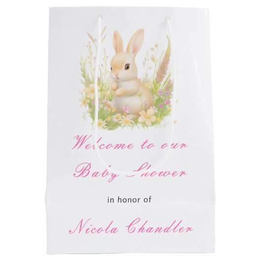 Spring Rabbit Baby shower Medium Cadeauzakje (Achterkant)
