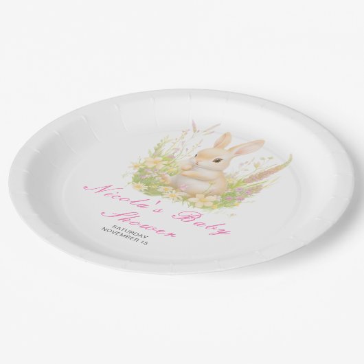 Spring Rabbit Baby shower Papieren Bordje (Gekanteld)