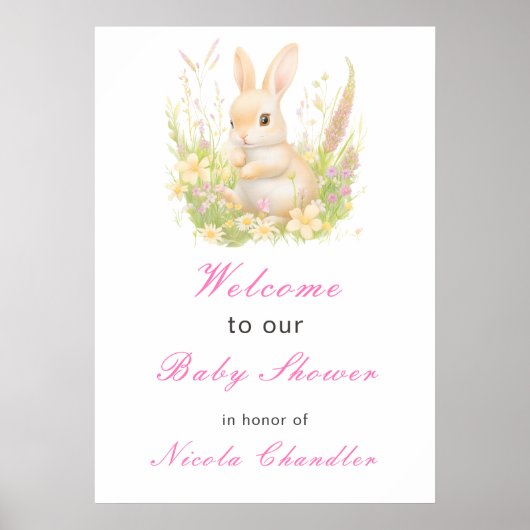 Spring Rabbit Baby shower Poster (Voorkant)