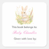 Spring Rabbit Baby shower Vierkante Sticker (Voorkant)