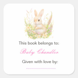Spring Rabbit Baby shower Vierkante Sticker