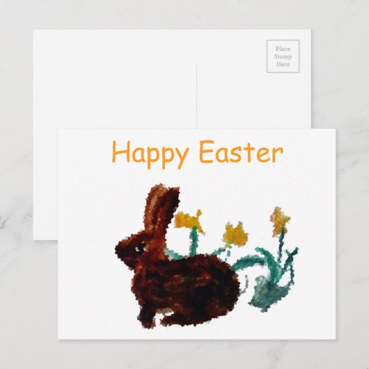 Spring Rabbit Daffodil Art Feestdagenkaart (Voorkant / Achterkant)