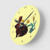 Spring Rabbit Daffodil Art Ronde Klok (Hoek)