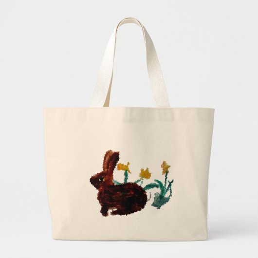 Spring Rabbit Daffodils Grote Tote Bag (Voorkant)