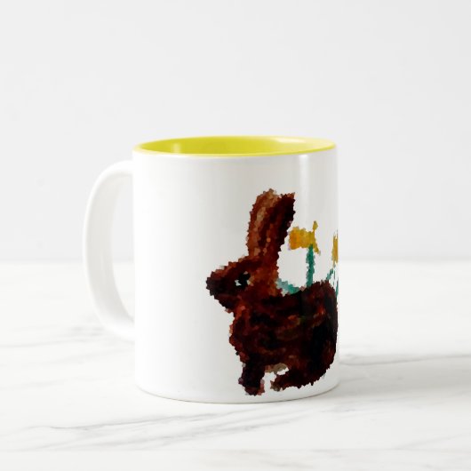 Spring Rabbit Daffodils Tweekleurige Koffiemok (Voorkant links)