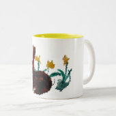 Spring Rabbit Daffodils Tweekleurige Koffiemok (Voorkant rechts)