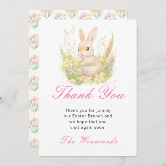 Spring Rabbit Easter Brunch Bedankkaart (Voorkant / Achterkant)