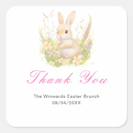 Spring Rabbit Easter Brunch Vierkante Sticker (Voorkant)