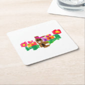 Spring Rabbit Kartonnen Onderzetters (Schuin)