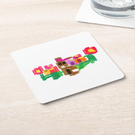 Spring Rabbit Kartonnen Onderzetters (Schuin)