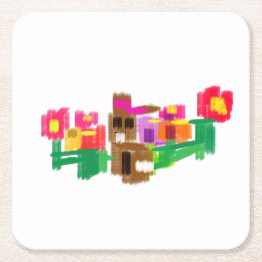 Spring Rabbit Kartonnen Onderzetters (Voorkant)