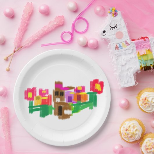 Spring Rabbit Papieren Bordje (Feest)