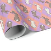 Spring Rabbit Pink and Purple Pastel Argyle  Cadeaupapier (Rol Hoek)