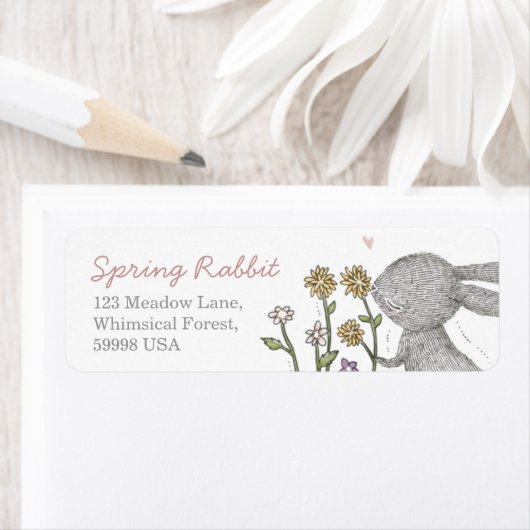 Spring Rabbit Retour Adres Label (Insitu)
