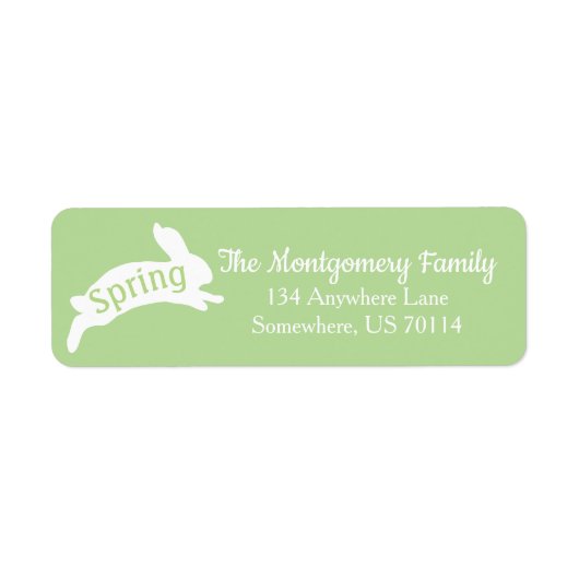 Spring Rabbit Silhouette Familienaam Etiket (Voorkant)