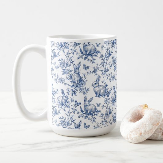 Spring Rabbits Chinoiserie Pattern Koffiemok (Met donut)