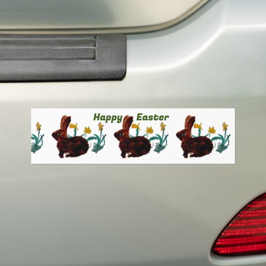 Spring Rabbits Daffodil Happy Pasen Bumpersticker (Op auto)