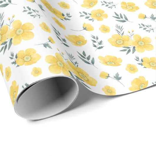 Spring Radiance: Yellow Poppy Flower  Cadeaupapier (Rol Hoek)