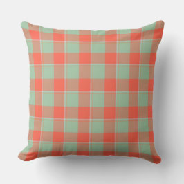 Spring Rain and Persimmon Plaid Green Apricot Kussen