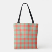 Spring Rain and Persimmon Plaid Green Apricot Tote Bag (Achterkant)