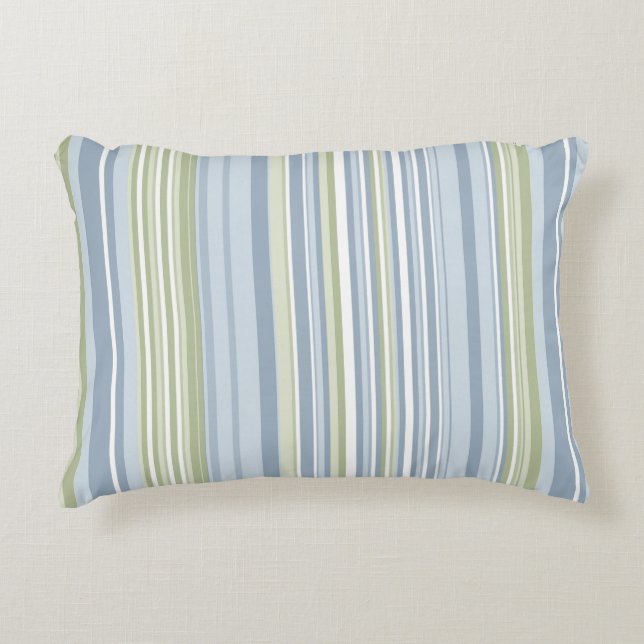 Spring Rain and Tropical Blue Stripes Accent Kussen (Voorkant)