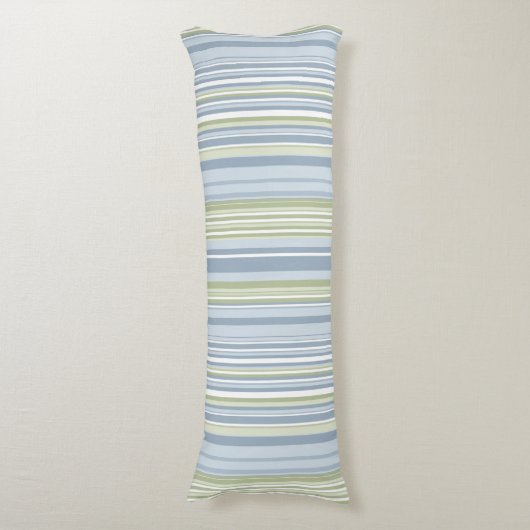 Spring Rain and Tropical Blue Stripes Lichaamskussen (Voorkant Verticaal)