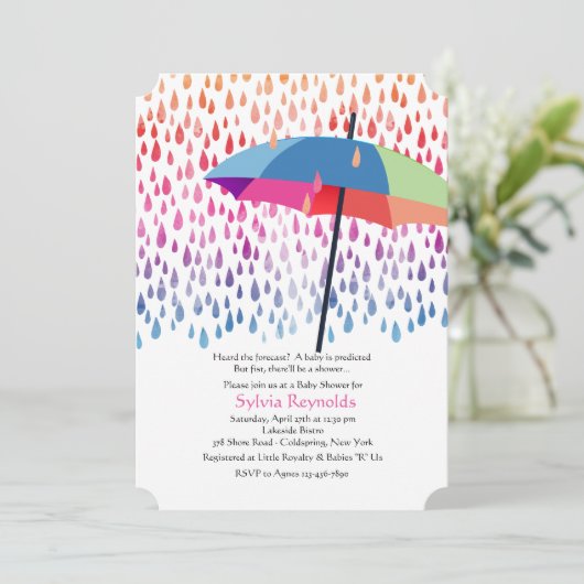 Spring Rain Baby shower Invitation Kaart (Staand voorkant)